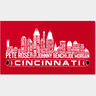 Cincinnati Baseball Team All Time Legends, Cincinnati City Skyline Posters and Art